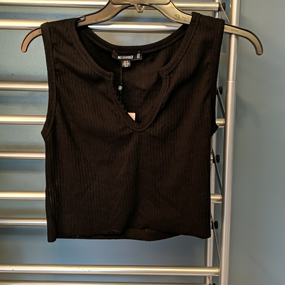 Missguided Black Rubber Crop Top